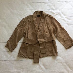 Brown linen wrap jacket